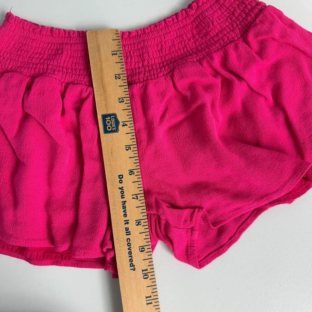 Hayden Girls Flowy Smocked Waist Shorts Pink Gauze Lined Size L